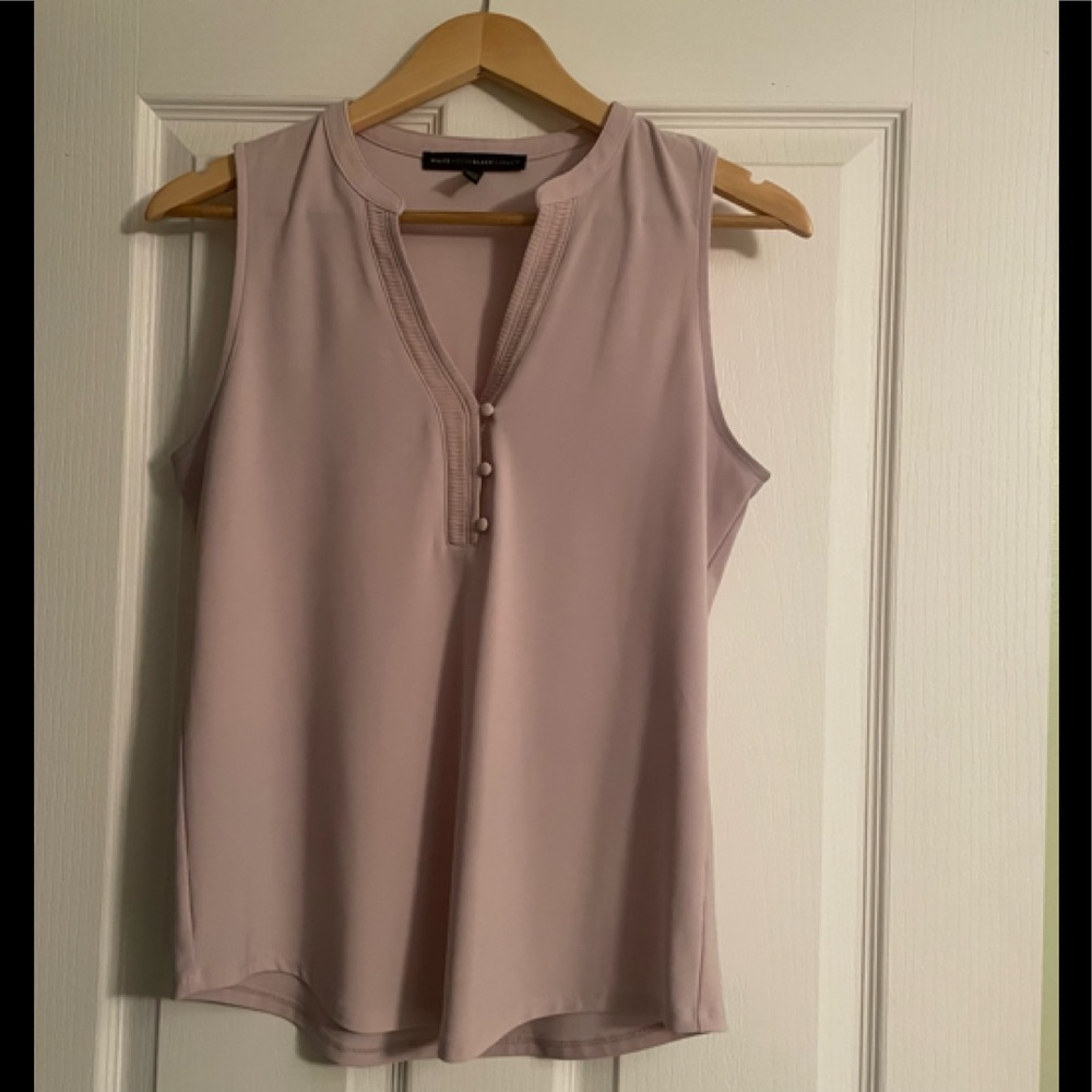 White House Black Market Pink V-Neck Tank w/ 3 Buttons - Size Small